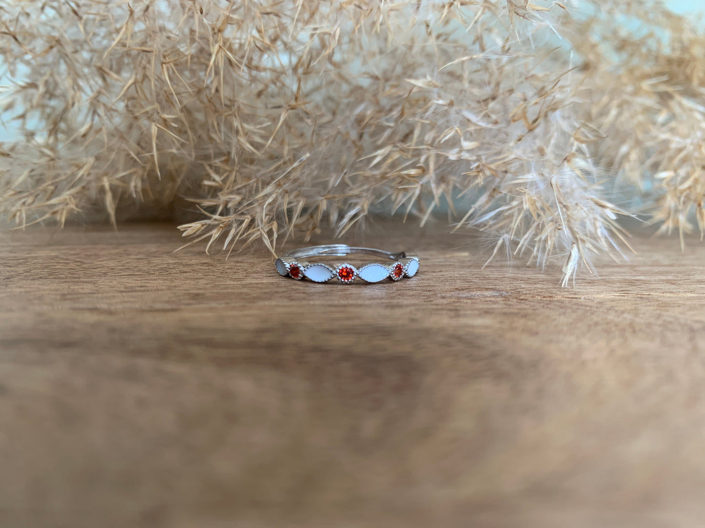 Silver Finish & Ruby Gemstone