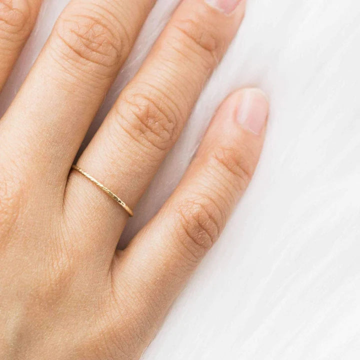 Serrated Skinny Stacker Ring – 14k Gold-Filled